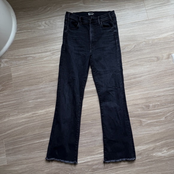 MOTHER Denim - MOTHER Women’s The Hustler Ankle Fray Black Encounters at Midnight Sz 27 EUC
